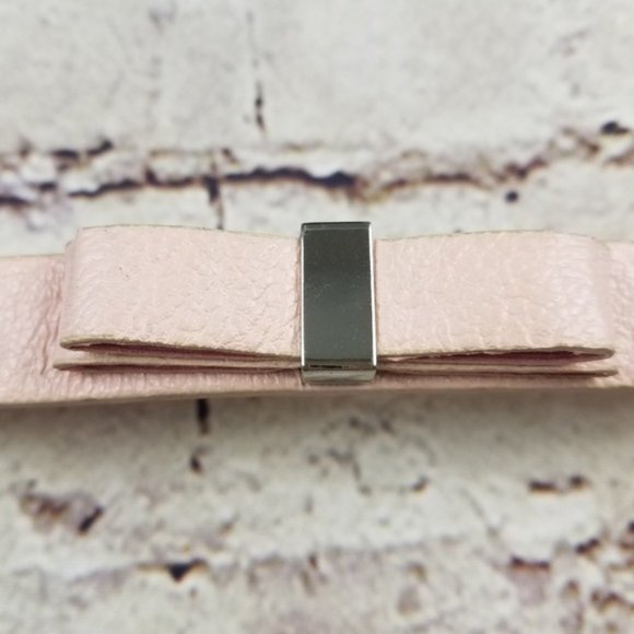 BCBGeneration Light Pink Faux Leather Bow Bracelet Glam Vegan Classic Preppy - Picture 3 of 8